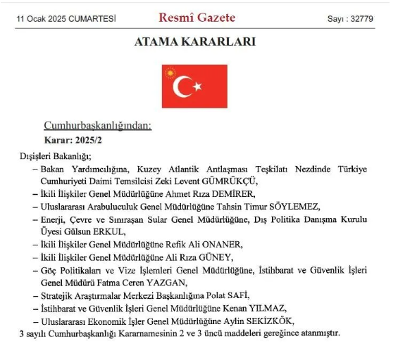 6 büyükelçinin yeni görev alacağı ülkeler belli oldu